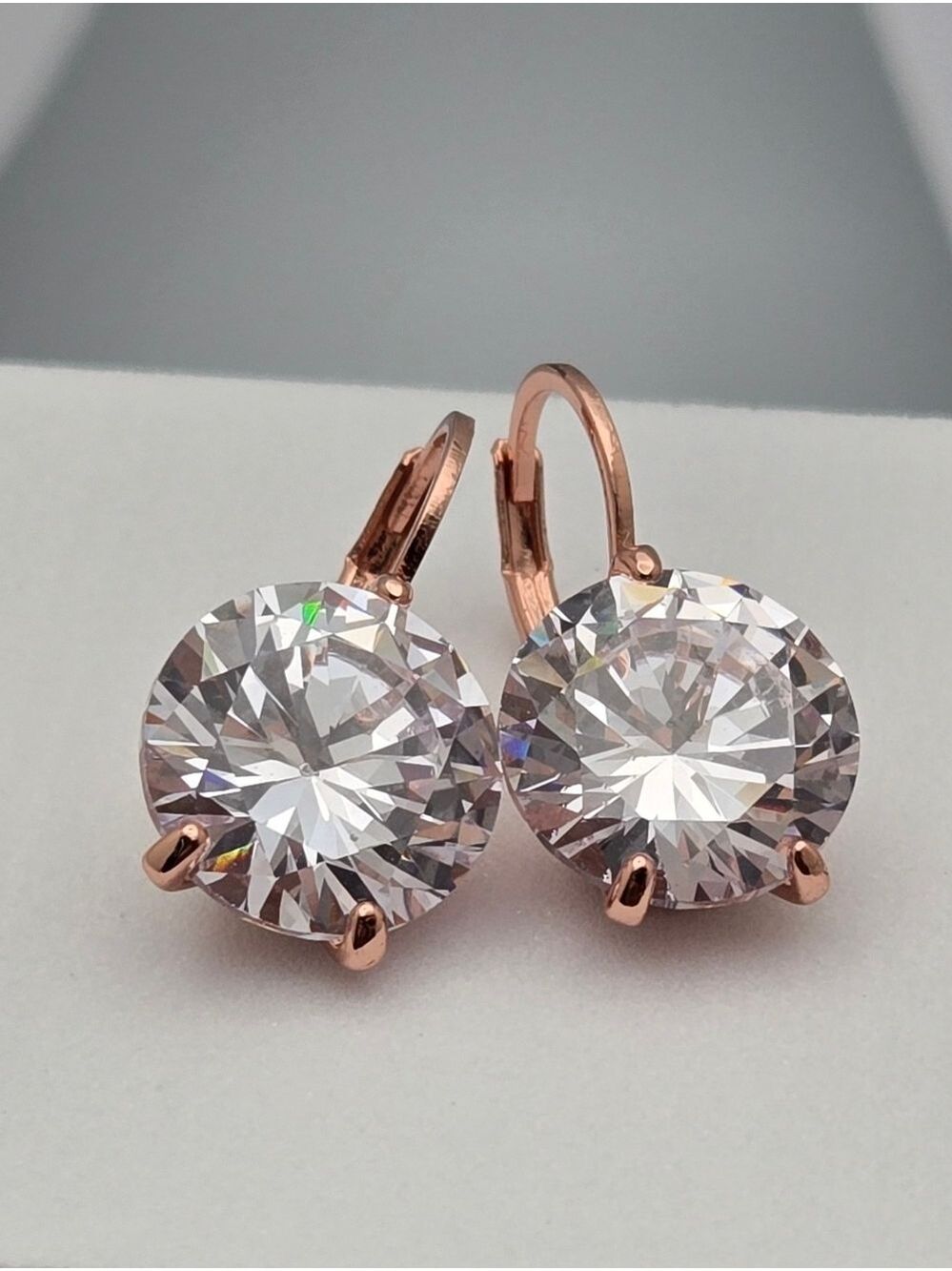 Crystal Drop Earrings Leverback Round Cut Clear Sparkly 1" New Swarovski Style